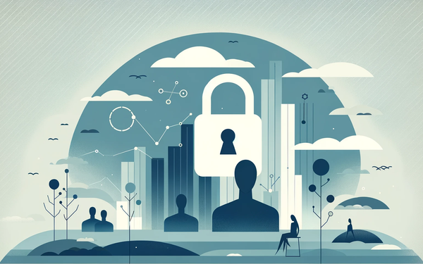 Illustration : un grand cadenas au-dessus de silhouettes anonymes, devant des graphiques
